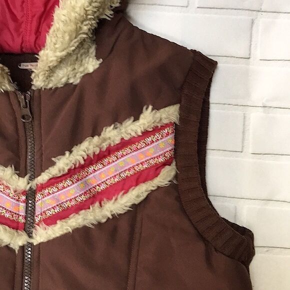 Free People Jackets & Blazers - Free People boho brown & pink hooded vest